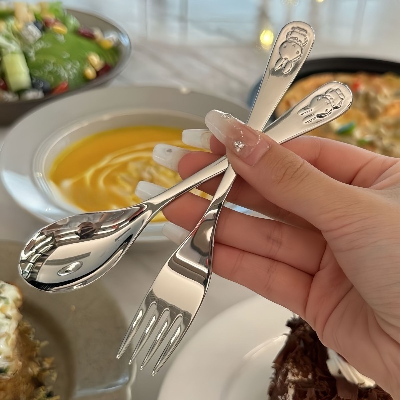 Baby Food Japan - ملعقة أطفال كرتونية لطيفة من الفولاذ