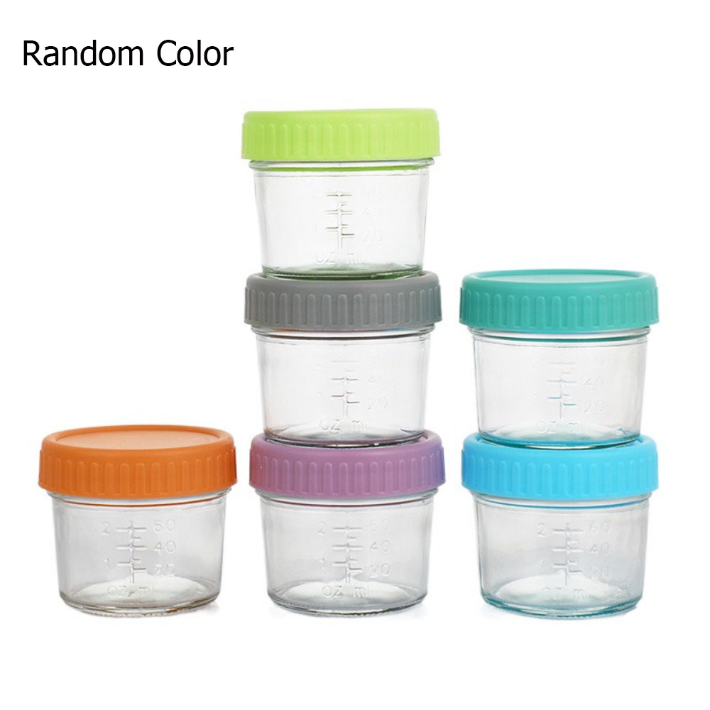 Baby Food Glass Containers - 6 قطعة برطمان طعام للأطفال زجاجي