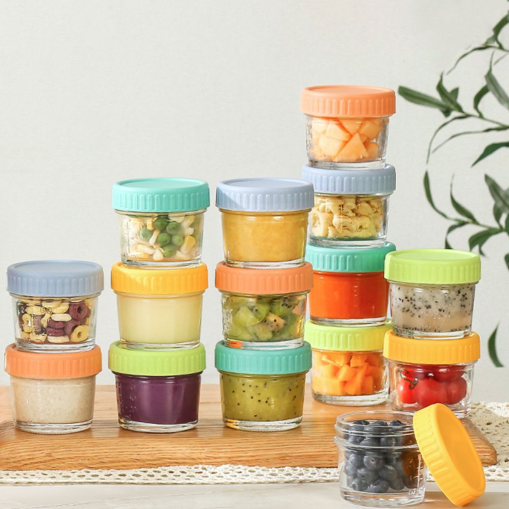 Baby Food Glass Containers - 6 قطعة برطمان طعام للأطفال زجاجي