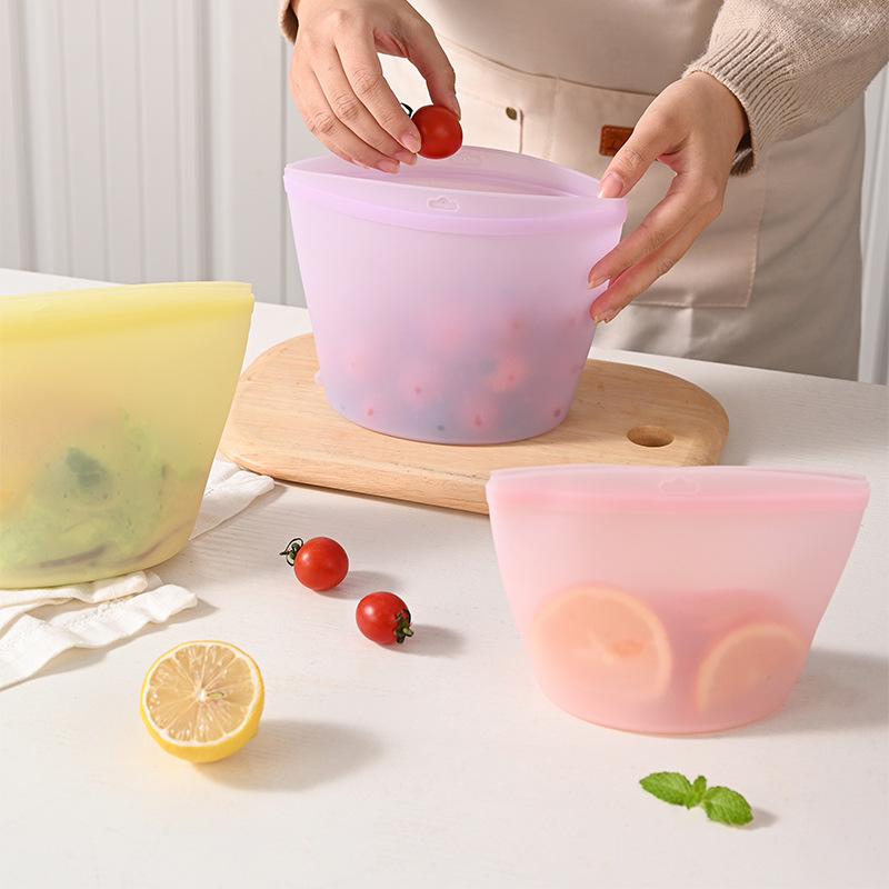 Food Pouch Reusable - حقيبة تخزين سيليكون ذاتية الإغلاق، حقيبة