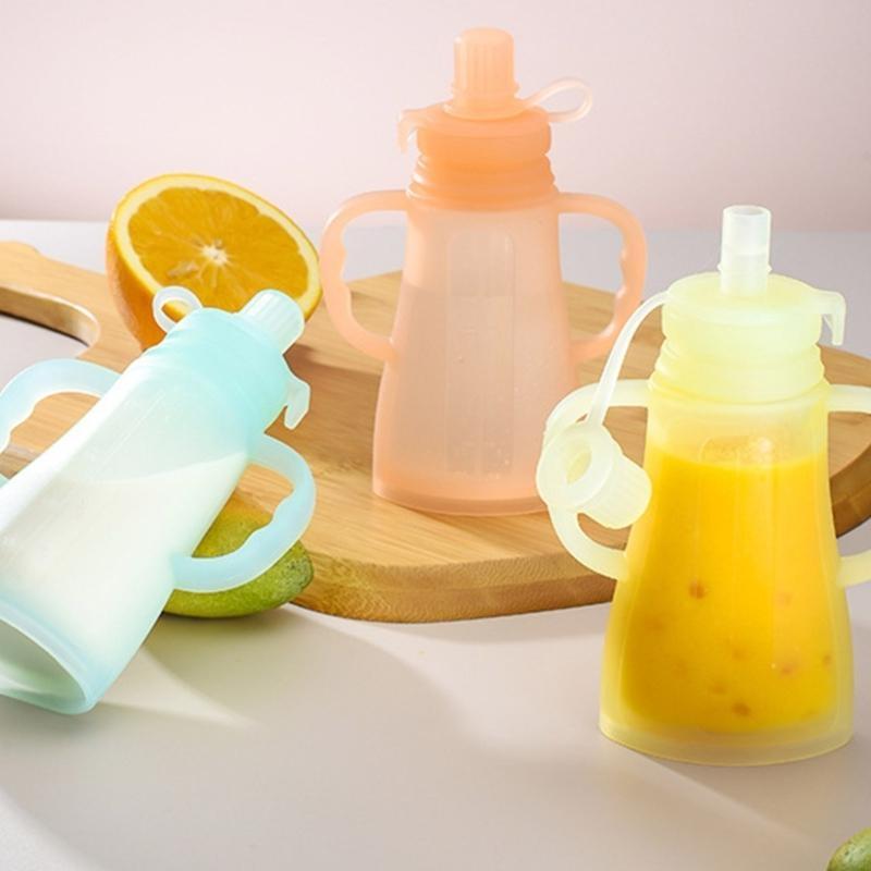 Baby Food Reusable Pouches - المحمولة مانعة للتسرب سيليكون الطفل الفاكهة