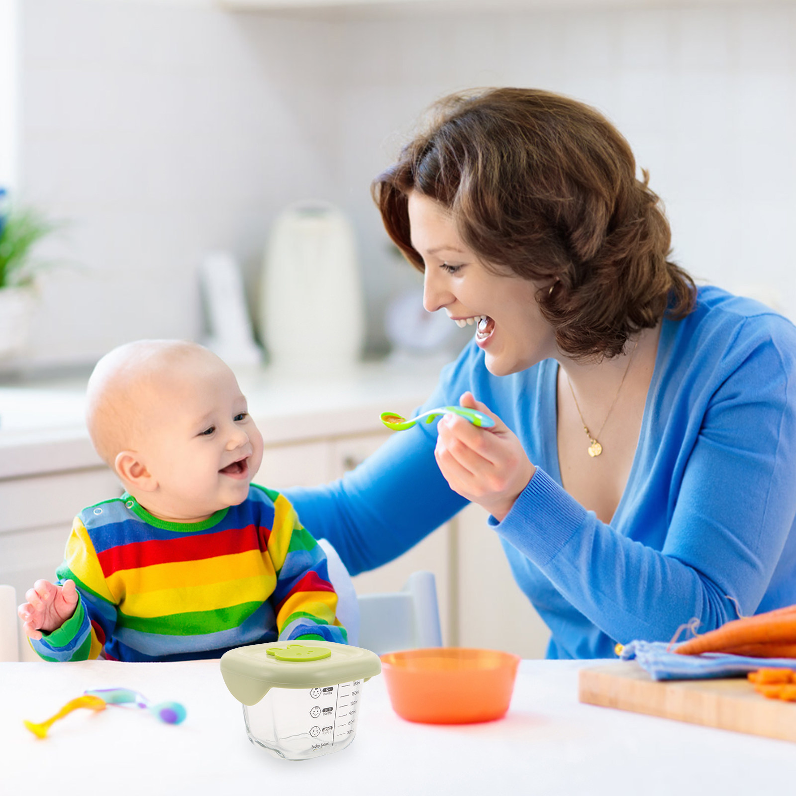 Baby Food Glass Containers - حاويتان زجاجيتان لتخزين طعام الأطفال سعة