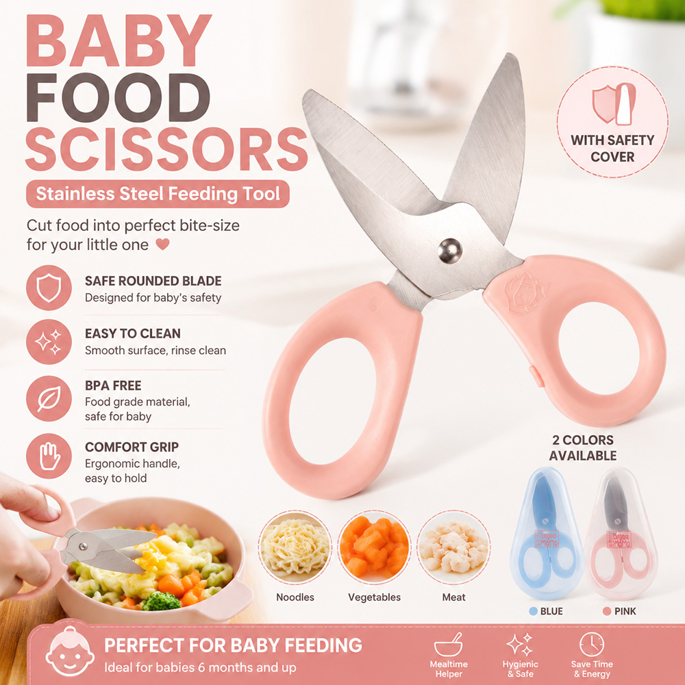 Baby Food Kids - مقص طعام للأطفال من الفولاذ المقاوم