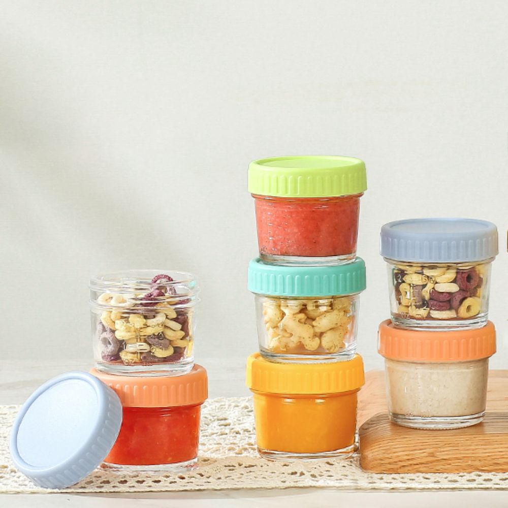 Baby Food Glass Containers - 6 قطع من برطمان طعام الأطفال